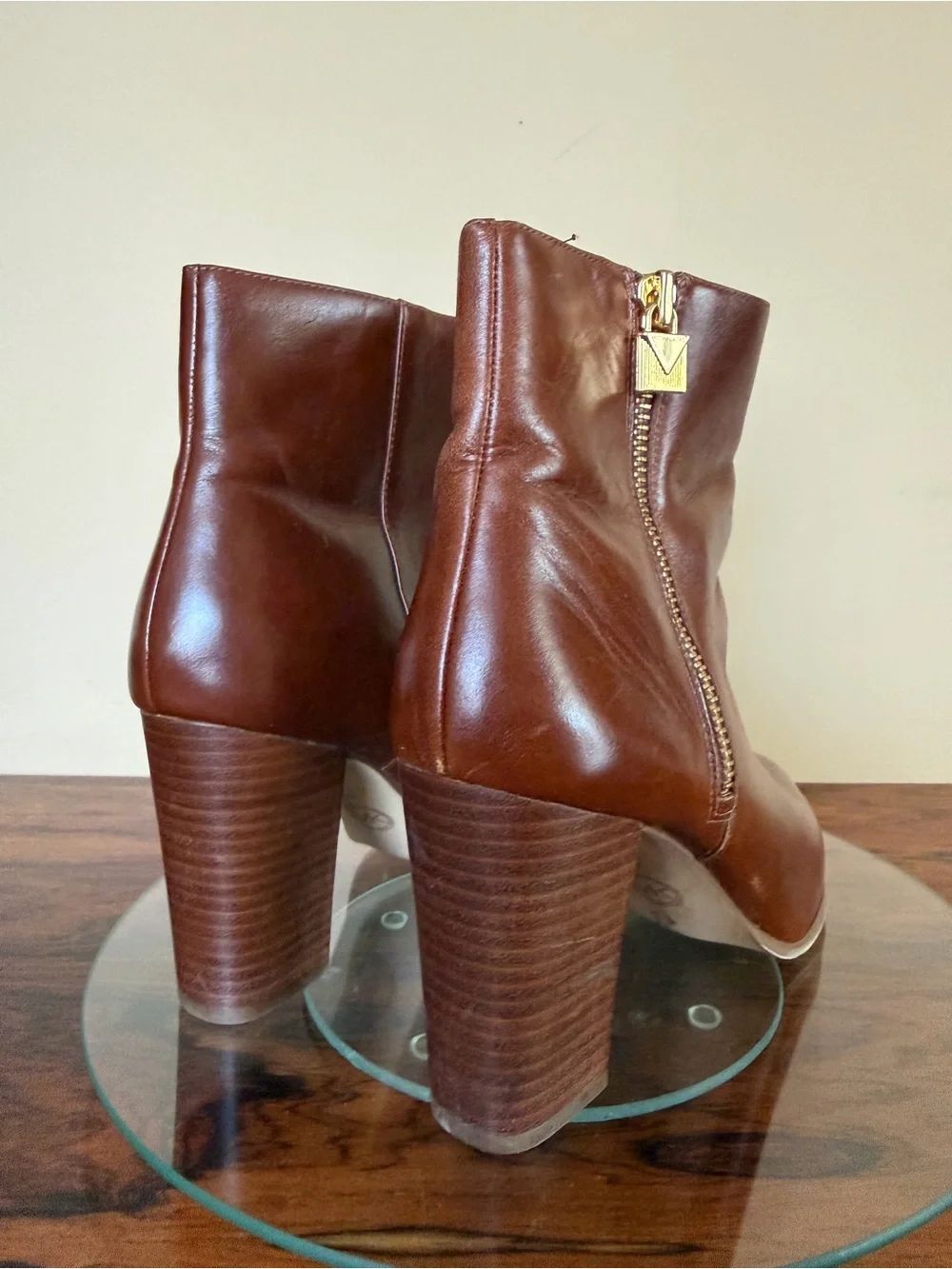 Michael Kors Margaret Leather Booties Brown 9M
